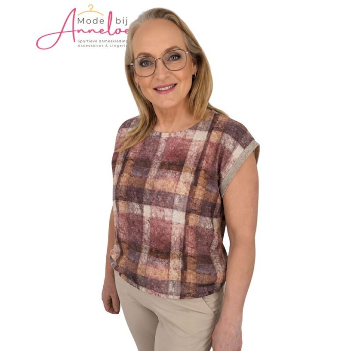 Enjoy Blouson kapmouw ruitje  lure - Poederrose 156544